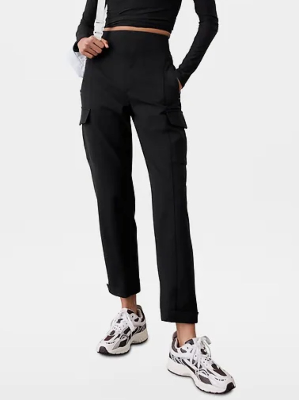 Athleta Endless High Rise Cargo Pants Zip Pockets Black 467187 Women's Size 0
